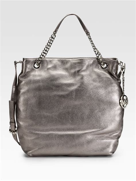 michael kors jet set chain shoulder tote gunmetal|michael kors jet set girls.